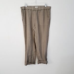 J.Jill Love Linen Sage 100% Linen‎ Roll Tab Pants